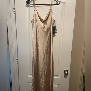 Lulu's Elegant Cream Midi Dress